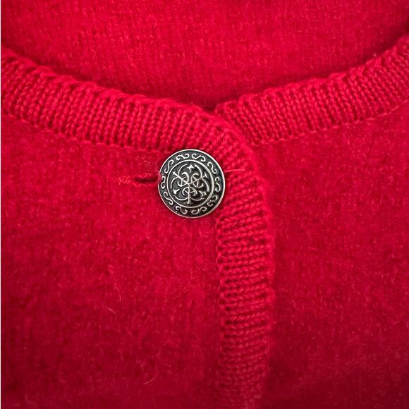 Vintage Talbots 100% boiled wool Celtic button red cardigan sweater size 10 M - Picture 4 of 6